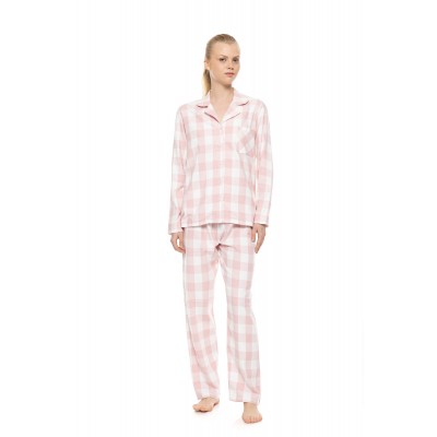 W1996 - Type - Pyjama Buttoned Soft Pink Plaid- (W1996)