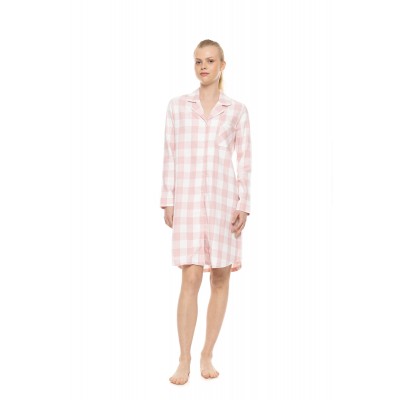 W1997 - Type - Nightgown Buttoned Soft Pink Plaid- (W1997)