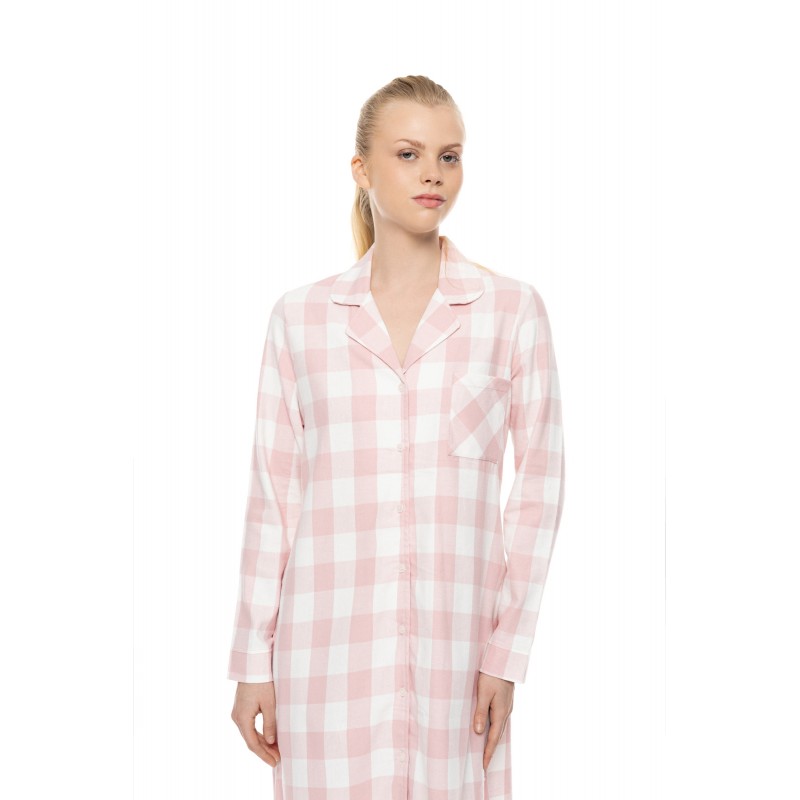 W1997 - Type - Nightgown Buttoned Soft Pink Plaid- (W1997) W1997 - Type - Nightgown Buttoned Soft Pink Plaid- (W1997)