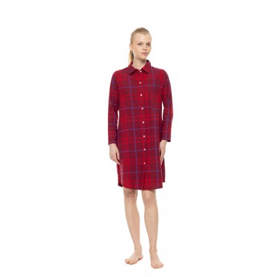 W2002 - Type - Nightgown Buttoned Cherry Plaid- (W2002)