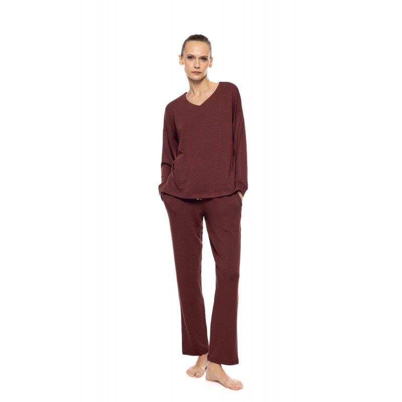 W2006 - Bordo - Pyjama V Bamboo Soft- (W2006) W2006 - Bordo - Pyjama V Bamboo Soft- (W2006)