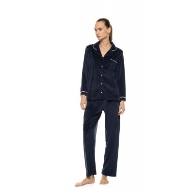 W2022 - Ice Blue - Pyjama Buttoned Soft Velvet- (W2022)