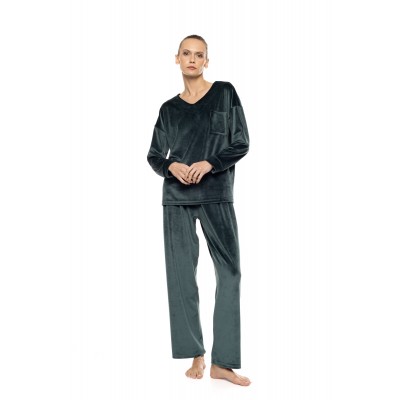 W2024 - Dark Green - Pyjama V Soft Velvet- (W2024)