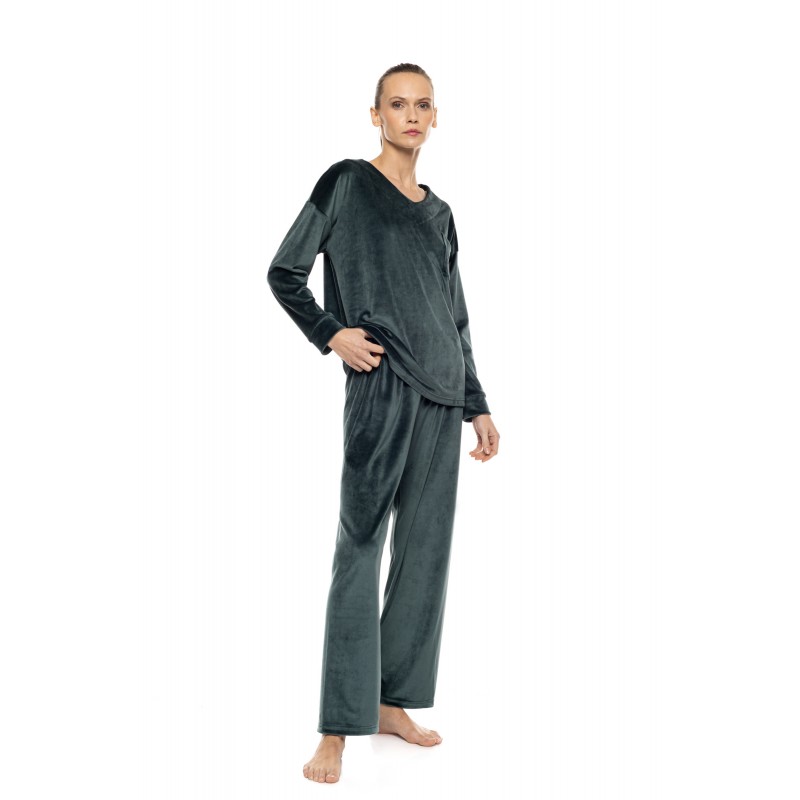W2024 - Dark Green - Pyjama V Soft Velvet- (W2024)