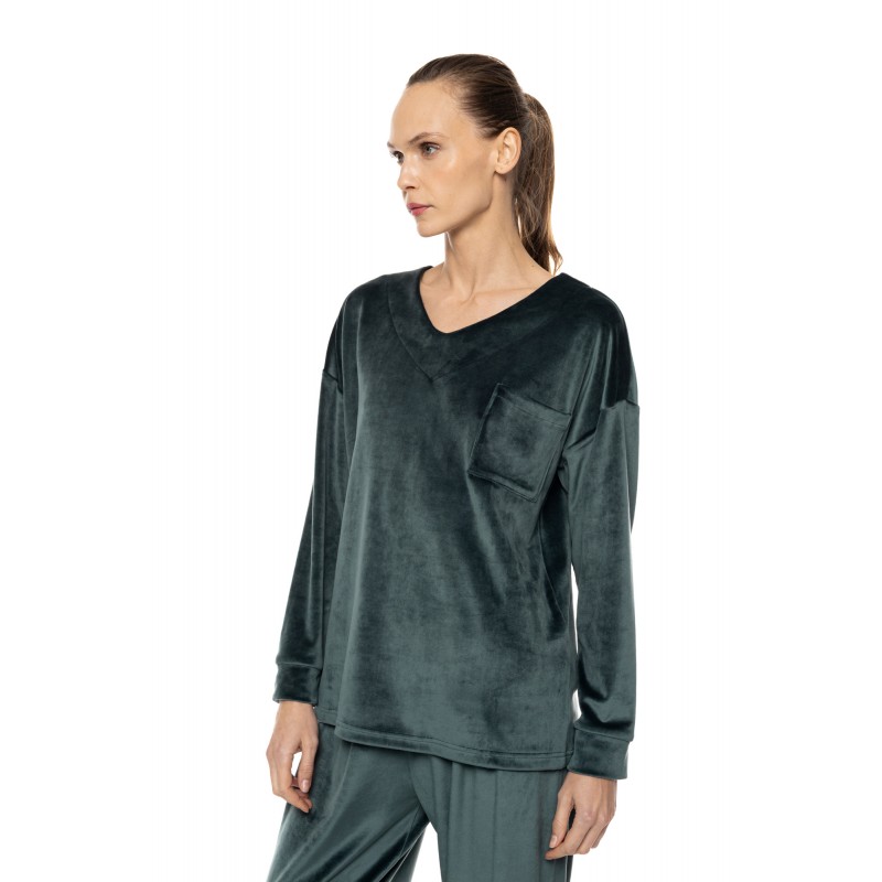 W2024 - Chocolate - Pyjama V Soft Velvet- (W2024)