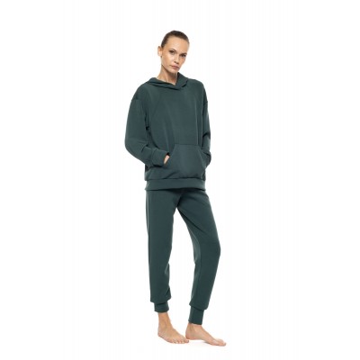 W2030 - Dark Green - Loungewear Hoody Set Soft Modal Stretch- (W2030)