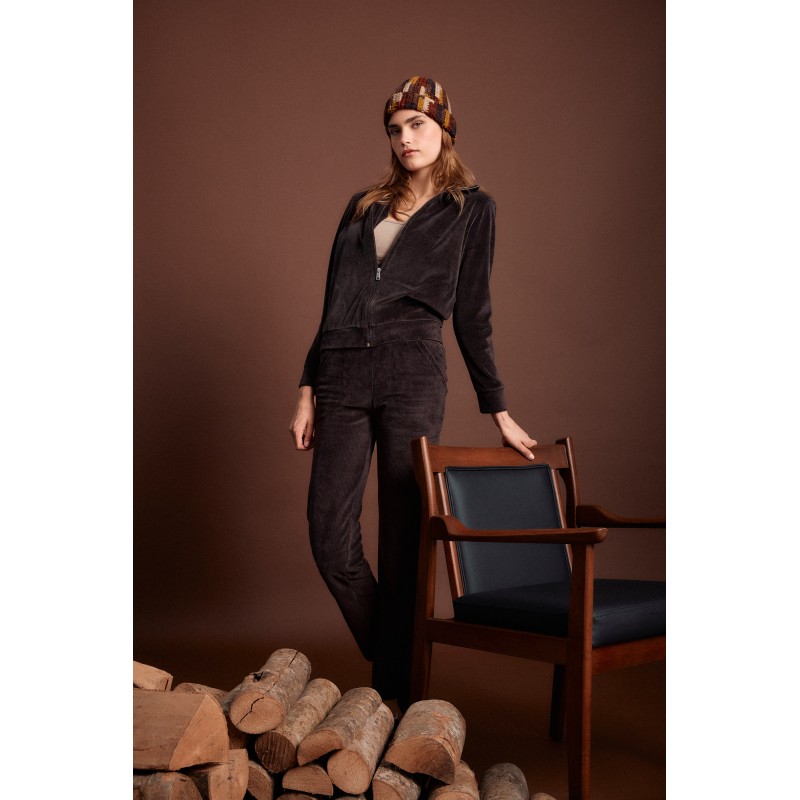 W2037 - Cosmos Blue - Trucksuit High Neck Velvet Stripe- (W2037) W2037 - Cosmos Blue - Trucksuit High Neck Velvet Stripe- (W2037)