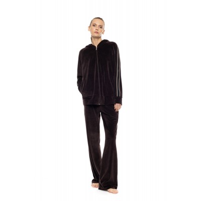 W2039 - Chocolate - Trucksuit Velvet Black Stripe- (W2039)