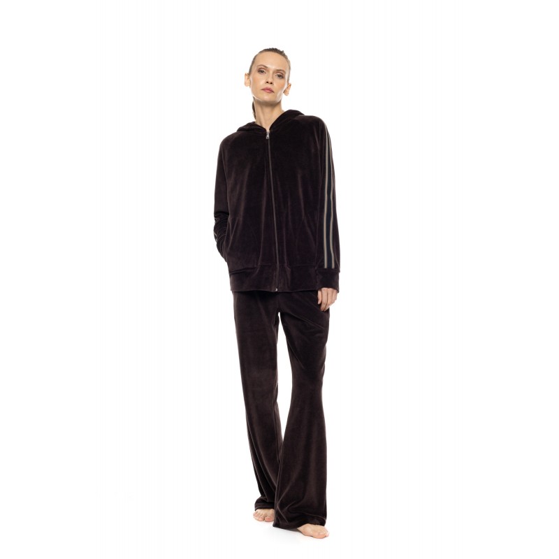 W2039 - Chocolate - Trucksuit Velvet Black Stripe- (W2039)