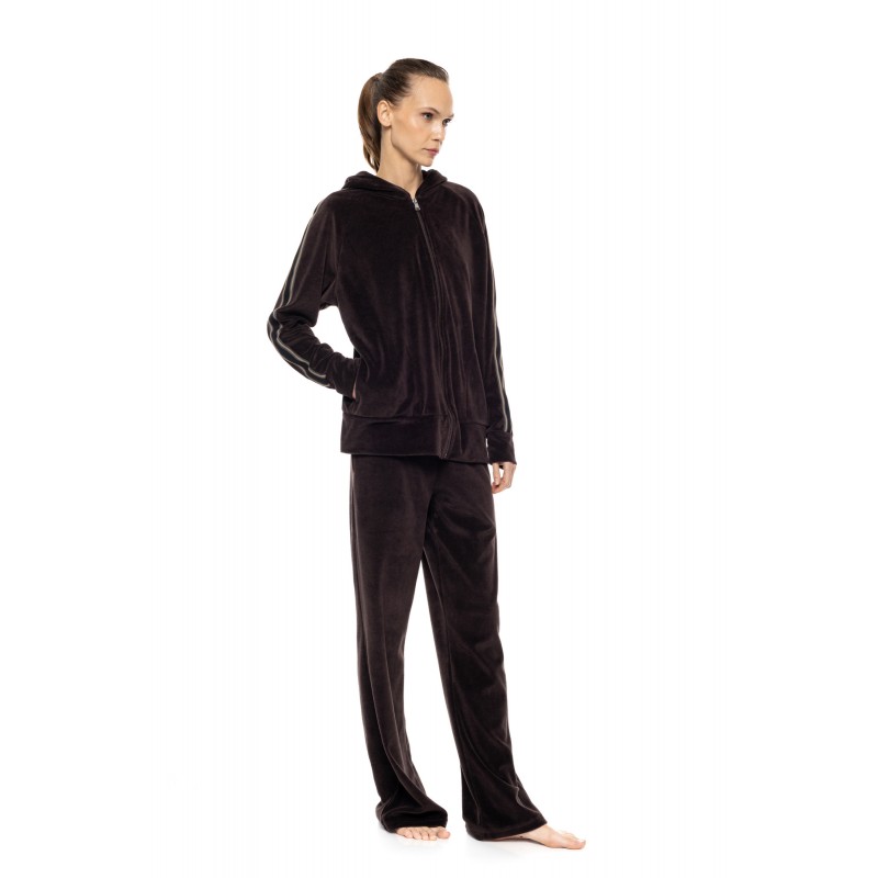 W2039 - Chocolate - Trucksuit Velvet Black Stripe- (W2039)