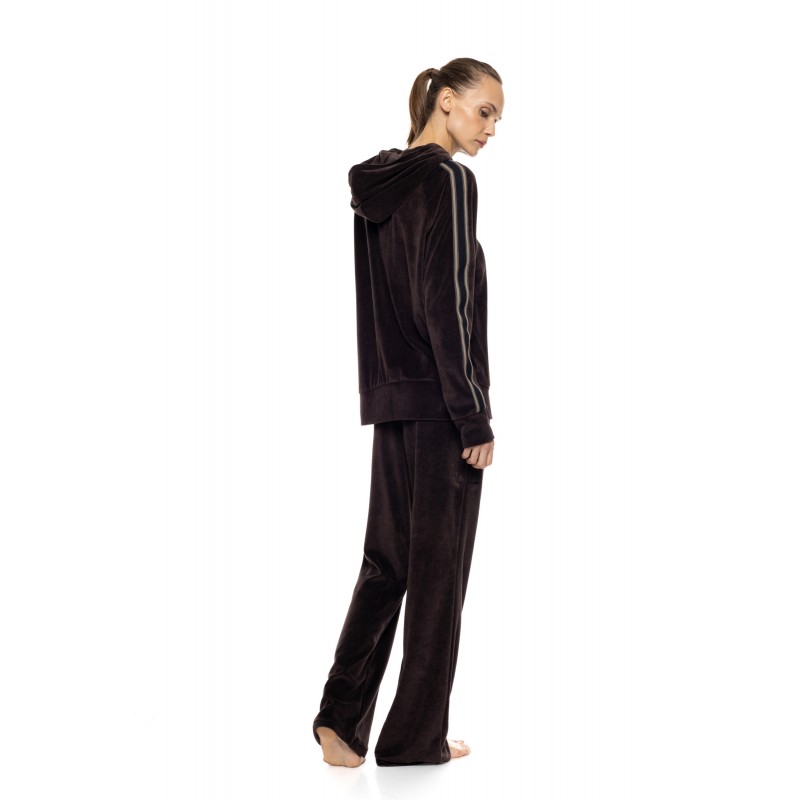 W2039 - Chocolate - Trucksuit Velvet Black Stripe- (W2039)