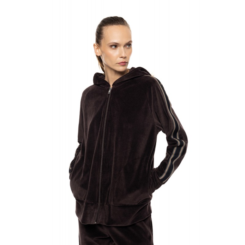 W2039 - Chocolate - Trucksuit Velvet Black Stripe- (W2039)