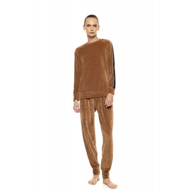 W2041 - Dark Green - Loungewear Velvet Furley Stripe- (W2041)