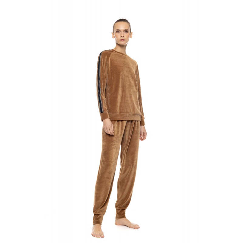 W2041 - Grey Charcoal - Loungewear Velvet Furley Stripe- (W2041)