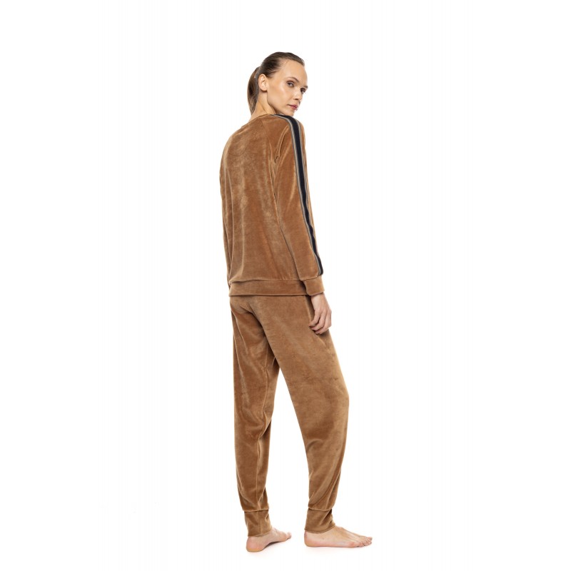 W2041 - Grey Charcoal - Loungewear Velvet Furley Stripe- (W2041)