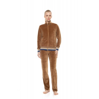 W2044 - Sand - Trucksuit High Neck Velvet Knit- (W2044)