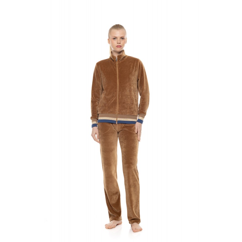 W2044 - Sand - Trucksuit High Neck Velvet Knit- (W2044) W2044 - Sand - Trucksuit High Neck Velvet Knit- (W2044)