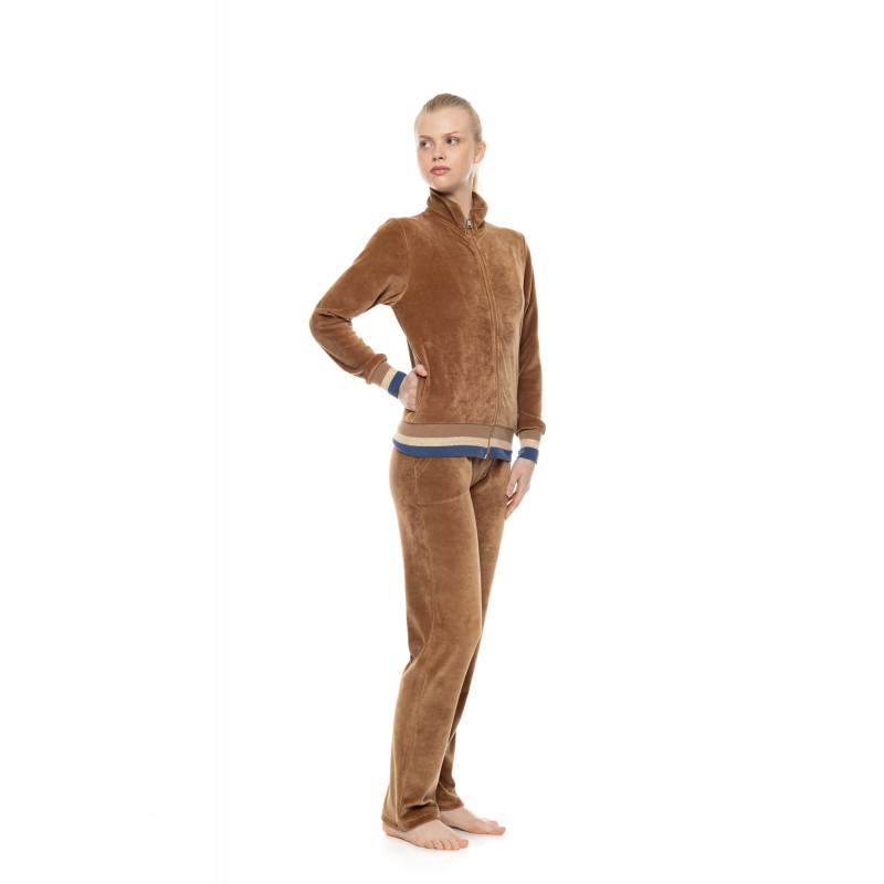 W2044 - Sand - Trucksuit High Neck Velvet Knit- (W2044) W2044 - Sand - Trucksuit High Neck Velvet Knit- (W2044)