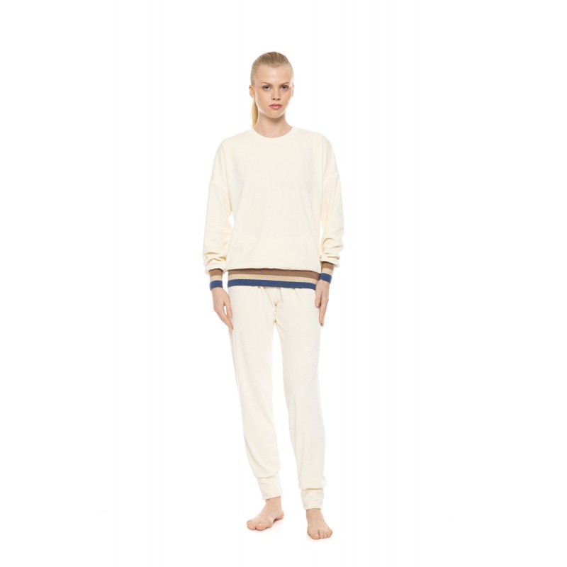 W2045 - Off White - Loungewear Velvet Knit- (W2045)
