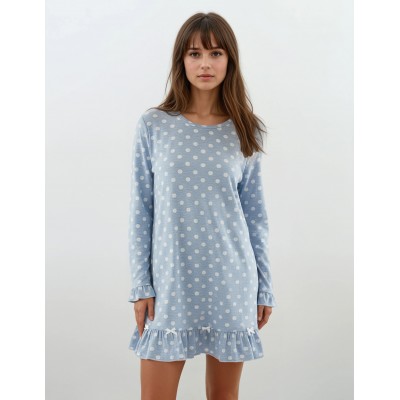 W384 - Light Blue - NIGHTGOWN BLUE DOTS- (W384) W384 - Light Blue - NIGHTGOWN BLUE DOTS- (W384)