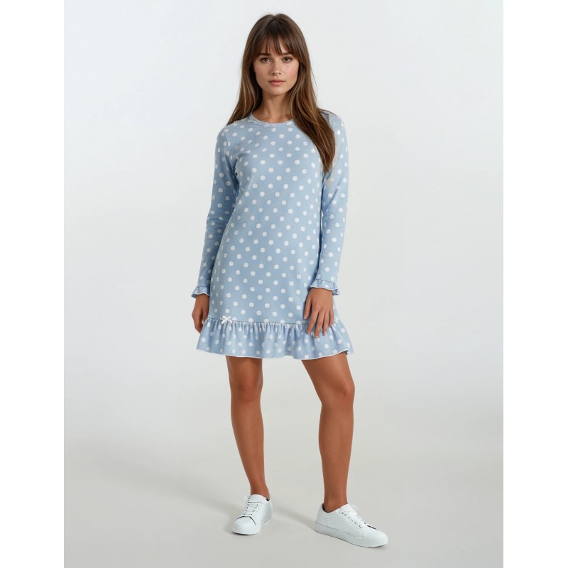 W384 - Light Blue - NIGHTGOWN BLUE DOTS- (W384) W384 - Light Blue - NIGHTGOWN BLUE DOTS- (W384)