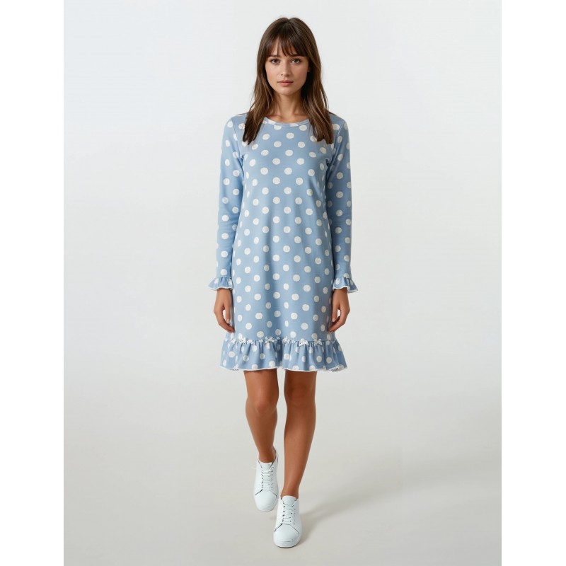 W384 - Light Blue - NIGHTGOWN BLUE DOTS- (W384) W384 - Light Blue - NIGHTGOWN BLUE DOTS- (W384)