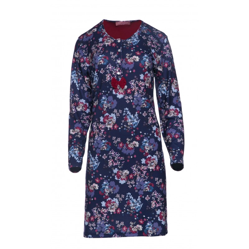 W537 - Type - NIGHTGOWN BORDO FLOWERS- (W537) W537 - Type - NIGHTGOWN BORDO FLOWERS- (W537)