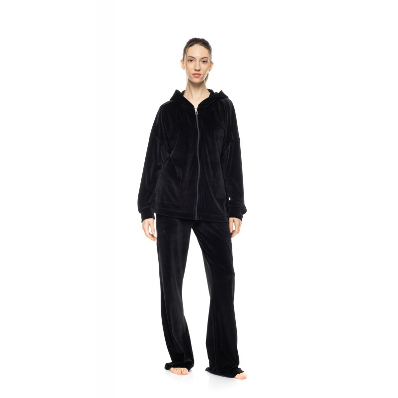 WN-1002 - Black - Velvet Tracsuit Set Wide fit Hood- (WN-1002) WN-1002 - Black - Velvet Tracsuit Set Wide fit Hood- (WN-1002)