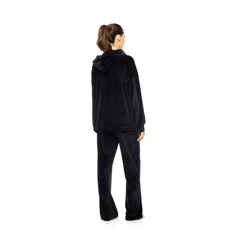 WN-1002 - Black - Velvet Tracsuit Set Wide fit Hood- (WN-1002) WN-1002 - Black - Velvet Tracsuit Set Wide fit Hood- (WN-1002)
