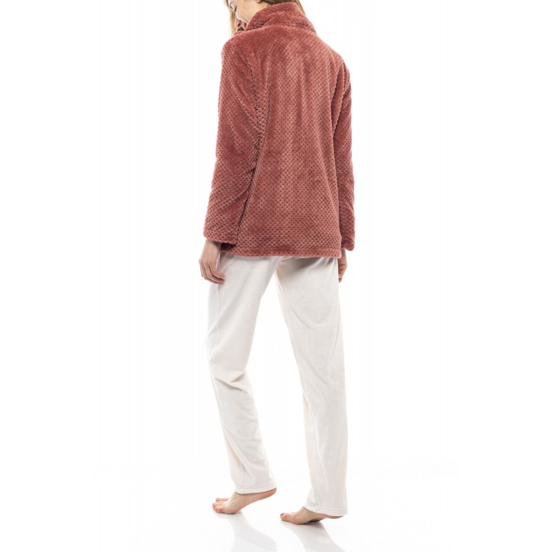 WN-1055 - Pink Glow - ROBE ZIPPER FLEECE WAFFLE- (WN-1055)