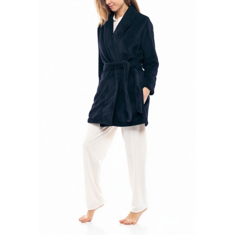 WN-1056 - Yacht Blue - ROBE FLEECE WAFFLE- (WN-1056) WN-1056 - Yacht Blue - ROBE FLEECE WAFFLE- (WN-1056)