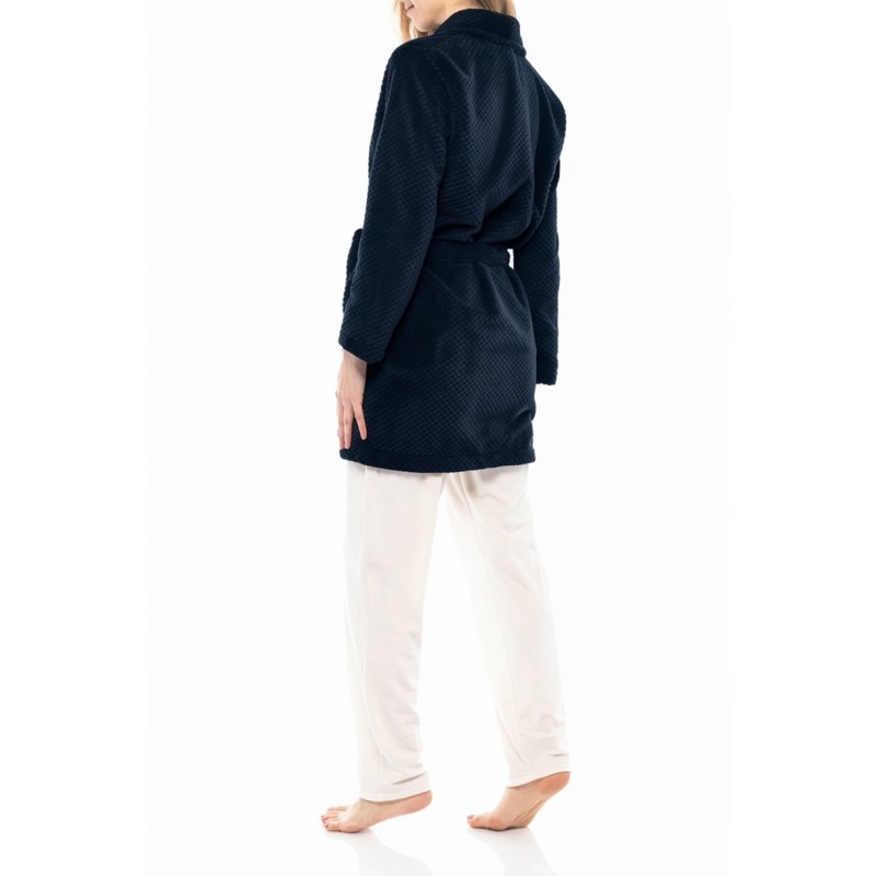 WN-1056 - Yacht Blue - ROBE FLEECE WAFFLE- (WN-1056) WN-1056 - Yacht Blue - ROBE FLEECE WAFFLE- (WN-1056)