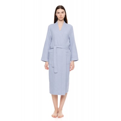 WN-1448 - Aqua - ROBE LONG WAFFLE NOS- (WN-1448)