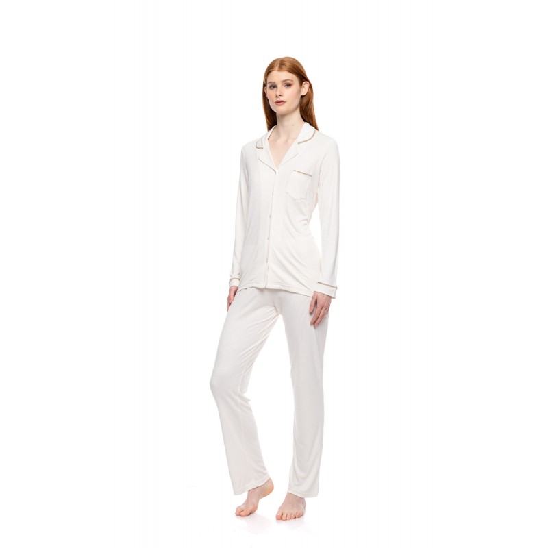 WN-1500 - Champagne - PYJAMA BUTTONED BAMBOO SOLID- (WN-1500) WN-1500 - Champagne - PYJAMA BUTTONED BAMBOO SOLID- (WN-1500)
