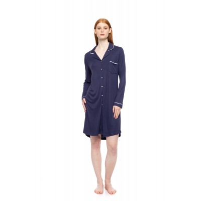 WN-1501 - Yacht Blue - NIGHTGOWN BUTTONED BAMBOO SOLID- (WN-1501) WN-1501 - Yacht Blue - NIGHTGOWN BUTTONED BAMBOO SOLID- (WN-1501)