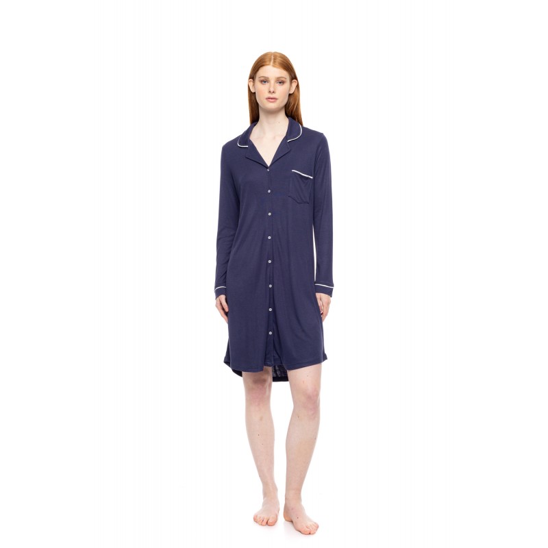 WN-1501 - Yacht Blue - NIGHTGOWN BUTTONED BAMBOO SOLID- (WN-1501) WN-1501 - Yacht Blue - NIGHTGOWN BUTTONED BAMBOO SOLID- (WN-1501)
