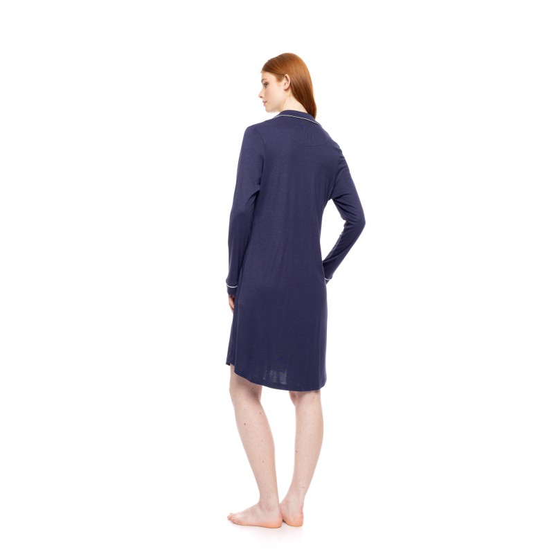 WN-1501 - Yacht Blue - NIGHTGOWN BUTTONED BAMBOO SOLID- (WN-1501) WN-1501 - Yacht Blue - NIGHTGOWN BUTTONED BAMBOO SOLID- (WN-1501)