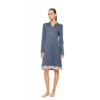 WN-1507 - Stone Blue - NIGHTGOWN BAMBOO SOLID- (WN-1507)