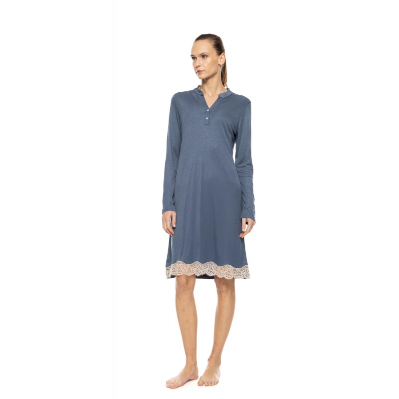 WN-1507 - Stone Blue - NIGHTGOWN BAMBOO SOLID- (WN-1507)