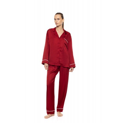 WN-1816 - Dark Green - Pyjama Buttoned Pure Satin Chic- (WN-1816)