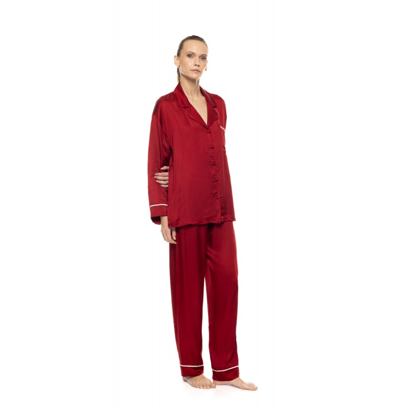 WN-1816 - Yacht Blue - Pyjama Buttoned Pure Satin Chic- (WN-1816)