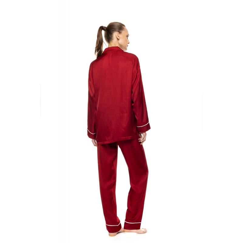 WN-1816 - Yacht Blue - Pyjama Buttoned Pure Satin Chic- (WN-1816)