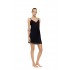 WN-1817 - Black - Nightgown Pure Satin Chic Lace- (WN-1817)