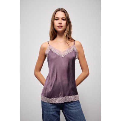 WN-1819 - Violete - Camisole Top Pure Satin Chic Lace- (WN-1819)
