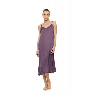 WN-1824 - Black - Nightgown Midi Pure Satin Chic- (WN-1824)