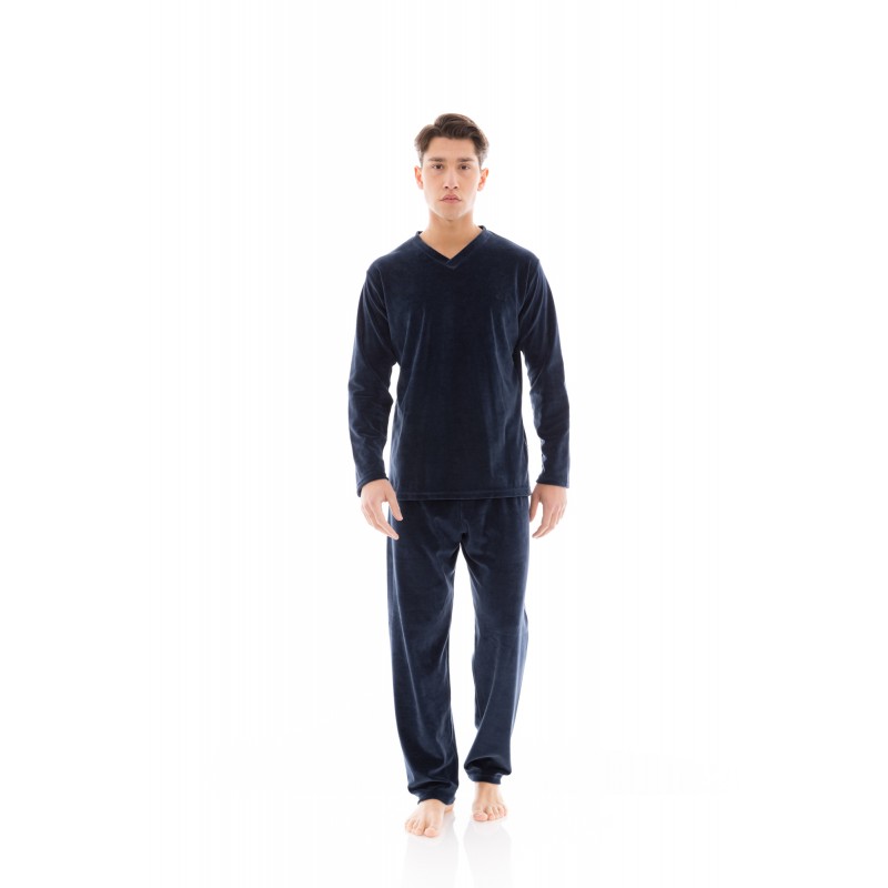 WN-M201 - Yacht Blue - PYJAMA VELVET V-NECK- (WN-M201) WN-M201 - Yacht Blue - PYJAMA VELVET V-NECK- (WN-M201)