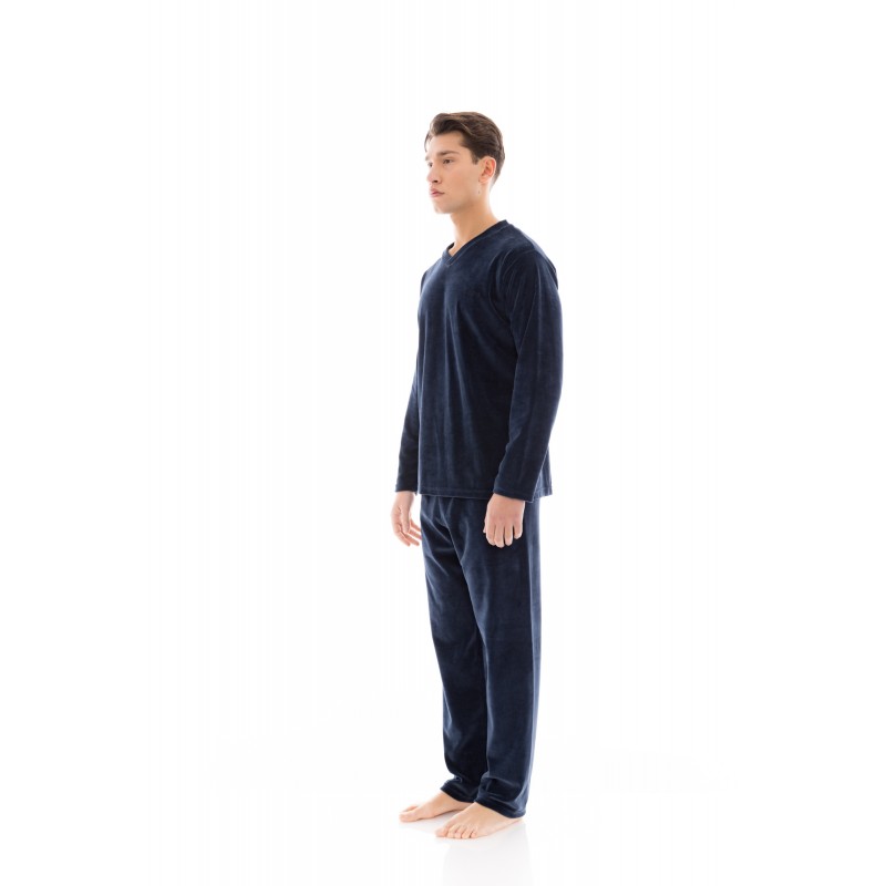 WN-M201 - Yacht Blue - PYJAMA VELVET V-NECK- (WN-M201) WN-M201 - Yacht Blue - PYJAMA VELVET V-NECK- (WN-M201)