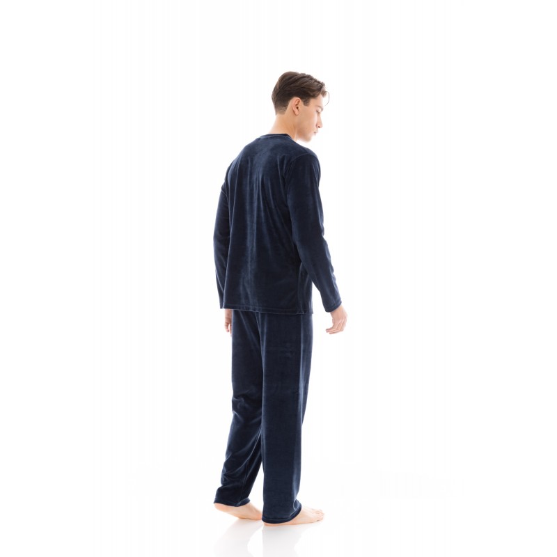 WN-M201 - Yacht Blue - PYJAMA VELVET V-NECK- (WN-M201) WN-M201 - Yacht Blue - PYJAMA VELVET V-NECK- (WN-M201)