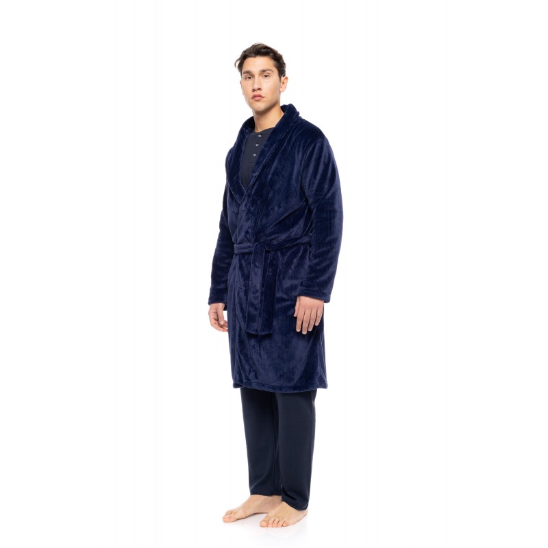 WN-M261 - Yacht Blue - ROBE LONG SOFT STRIPES NOS- (WN-M261)