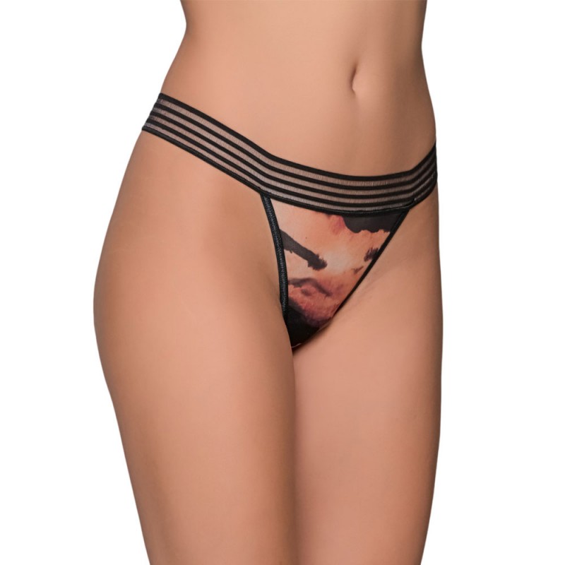 Milena Paris - Γυναικείο String Λάτιχο με Ρίγες και Animal Print Τιγρέ